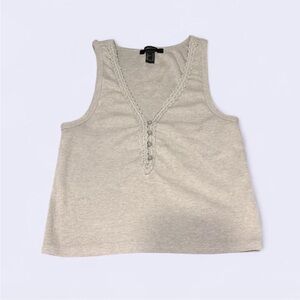 Forever 21 Grey Ribbed Button Tank Top – M